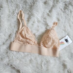 Lively Nude Beige Tan Lace Sheer Bralette Size Small New With Tags